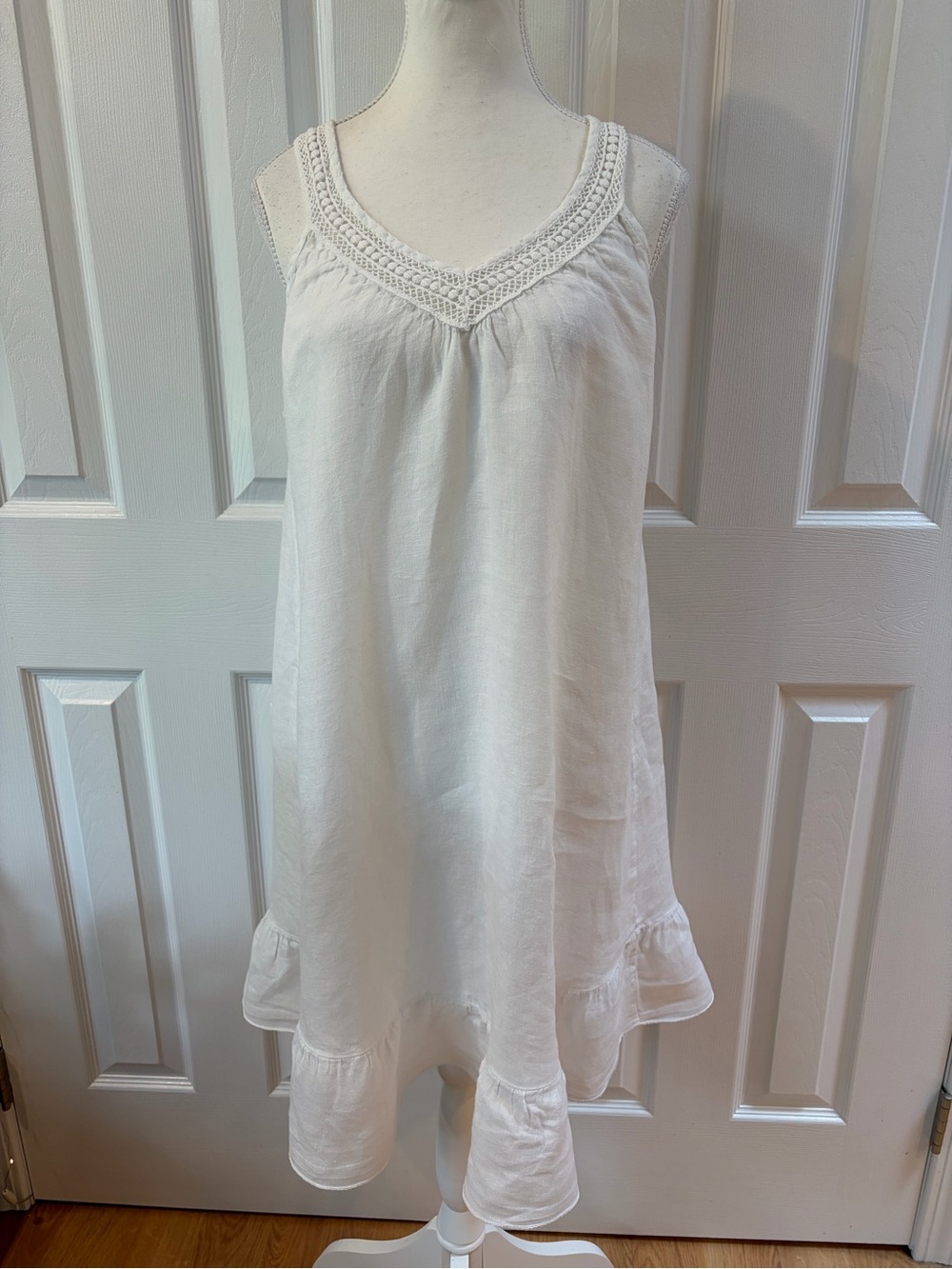 Terzo Millennio White Linen Sleeveless Mini Dress/Cover Up Size S